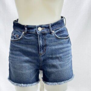 ANN TAYLOR LOFT Women's High-Rise Cotton Stretch Denim Shorts Raw Hem Size 25/0